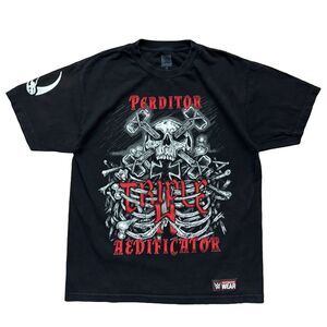 Triple H WWE Shirt Mens M Black Wrestling Perditor Aedificator Short Sleeve Tee